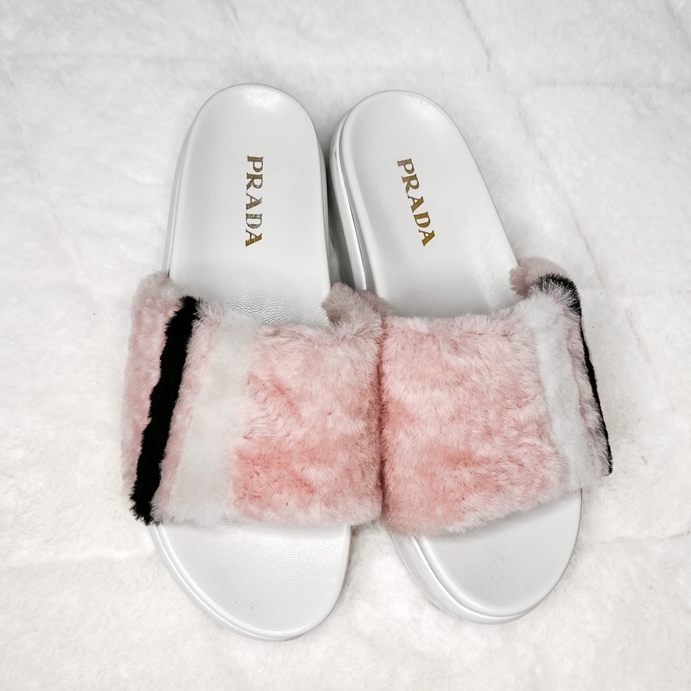 Prada fluffy sandals